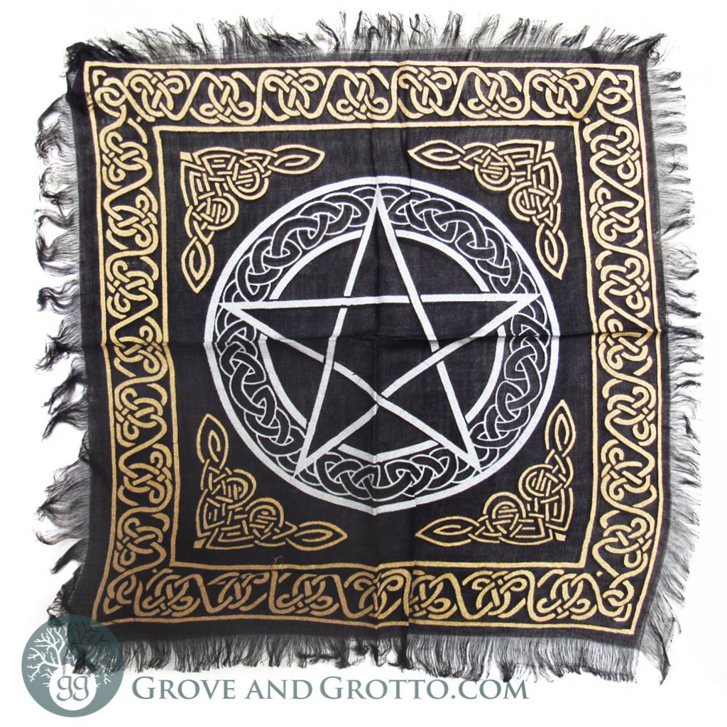 Metallic Pentagram Altar Cloth 18" (Silver and Gold)