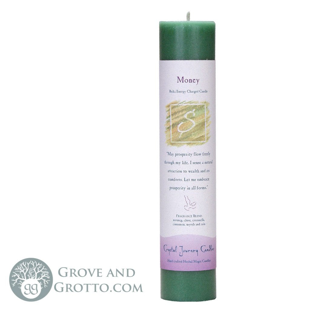 Crystal Journey Herbal Magic Candle - Money - Grove and Grotto