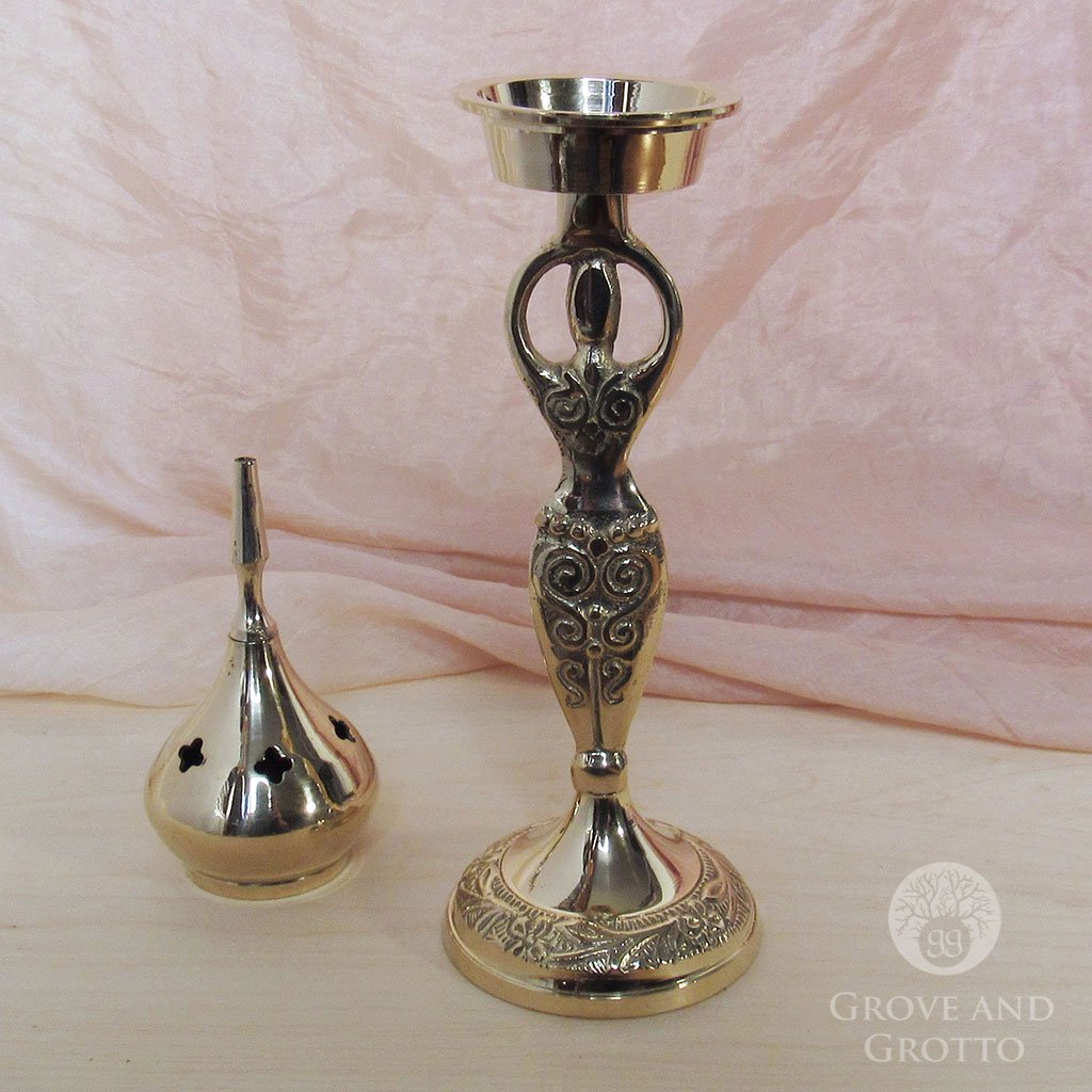 Brass Goddess Incense Burner - Grove and Grotto